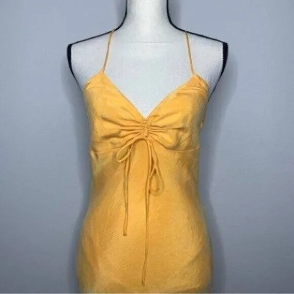 Zara satin effect tangerine orange slip dress - Picture 2 of 2